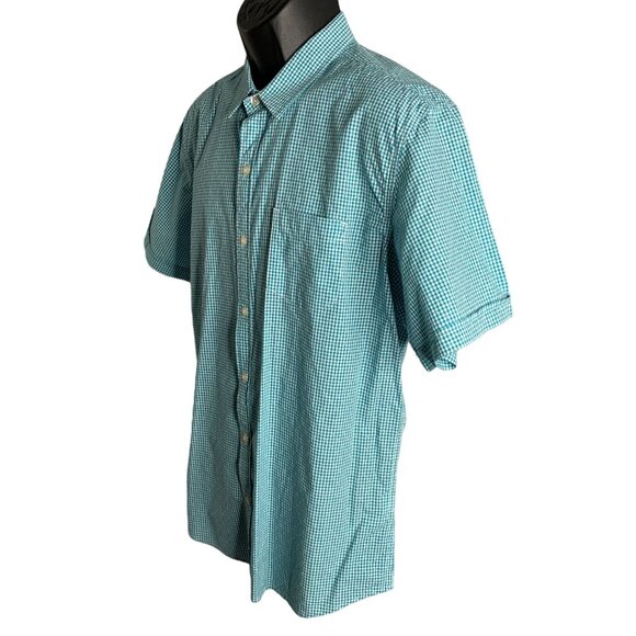 Jeanswest Button Up Short Sleeve Shirt L Blue Green Checkered Pocket Collared - Picture 3 of 6